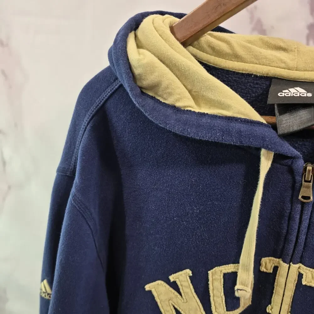 Notre Dame Hoodie Mens XL Blue Full Zip Fighting Irish College Adidas Jacket